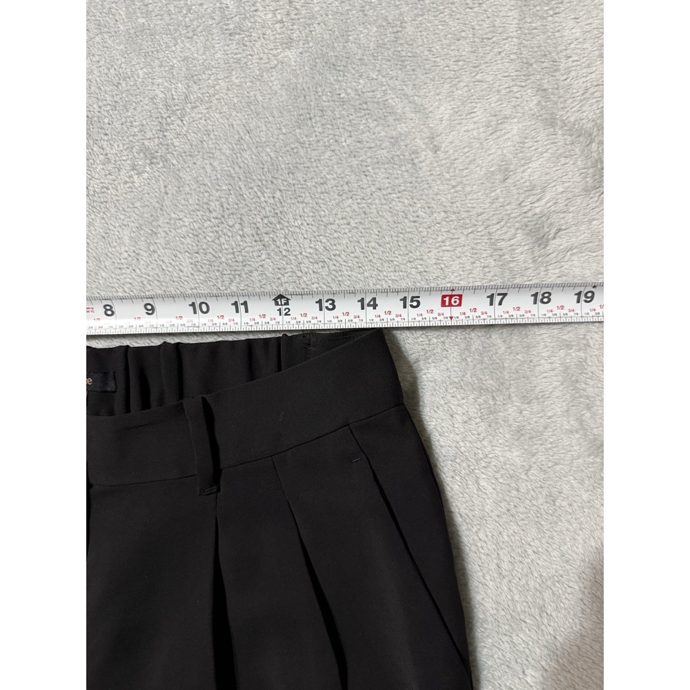 Quince Stretch Crepe Pleated Wide Leg Pants Black High Rise Trousers Size 10 28" - Picture 5 of 11